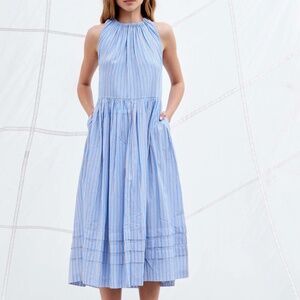 Sundry Blue and White Striped Maxi Dress size 3 nautical stripe ticking